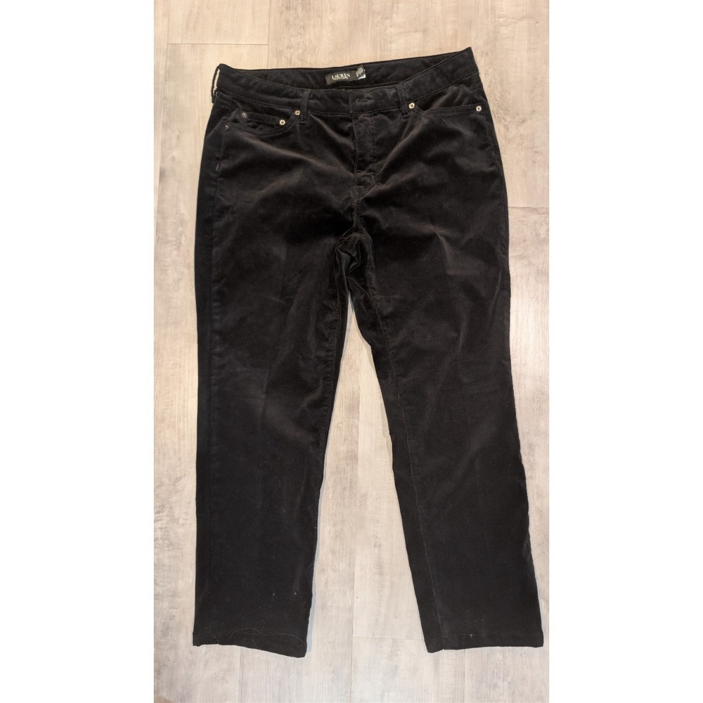 Lauren Ralph Lauren Black Label Corduroy Pants Black Women's Size 14W Straight.